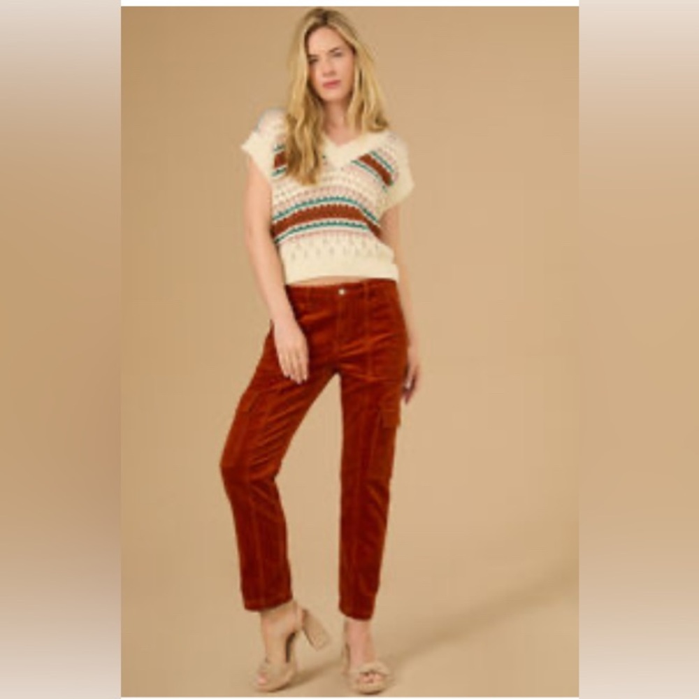 NWOT Rich Rust Colored Altar’d State Isla Corduroy Pants Size 27 Retail $78